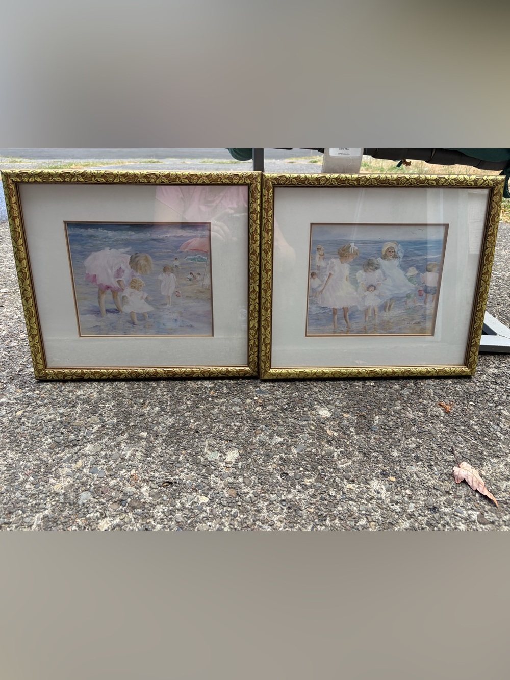 2 “On Vacation at Last" by artist Helene Leveillee framed canvas